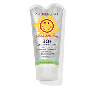 image:imageCalifornia Baby Super Sensitive SPF 30 Sunscreen  Unscented  Mineral Based  Baby Sunscreen for Face  Body  Titanium Dioxide  170 grams  6oz