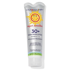 image:imageCalifornia Baby Super Sensitive SPF 30 Sunscreen  Unscented  Mineral Based  Titanium Dioxide  Travel Size Baby Sunscreen for Face  Body  18 oz