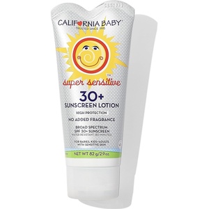 image:imageCalifornia Baby Super Sensitive SPF 30 Sunscreen  Unscented  Mineral Based  Titanium Dioxide  Travel Size Baby Sunscreen for Face  Body  29oz
